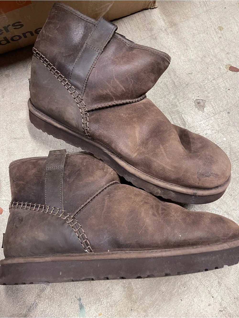 UGG Men's Brown Leather Shearling Ankle Boots